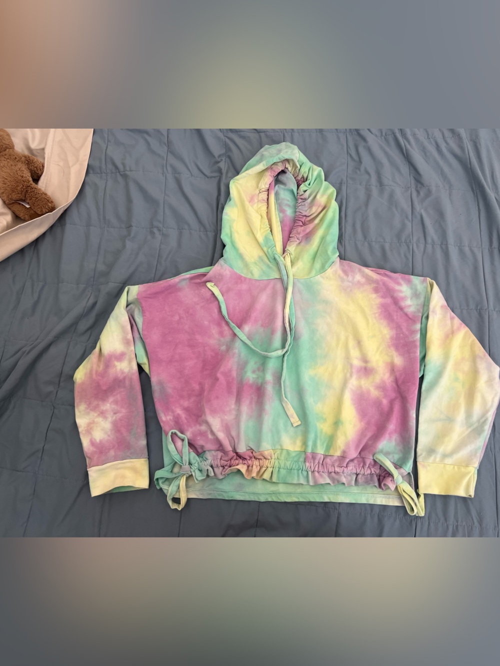Tie-Dye Hooded Sweatshirt in Pink, Yellow & Green